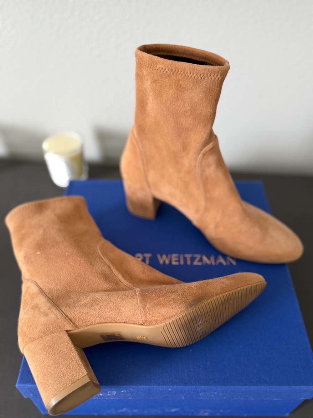 Stuart Weitzman Yuliana Block Heeled Sock Boots  in size 7,5/8 - Picture 3 of 5